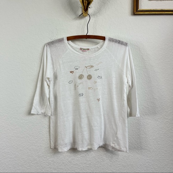 Bonpoint Spring 17 Linen Graphic Cherry Tee - Picture 1 of 6
